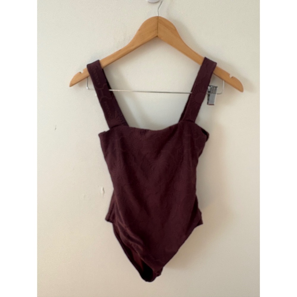 House of Harlow 1960 Brown Sun Palm Jacquard Square Neck one piece  Medium